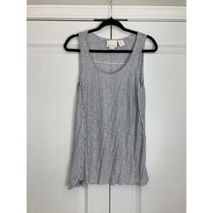 Cynthia Rowley Women's Sleeveless 100% Linen Navy/White Striped Tunic Top M